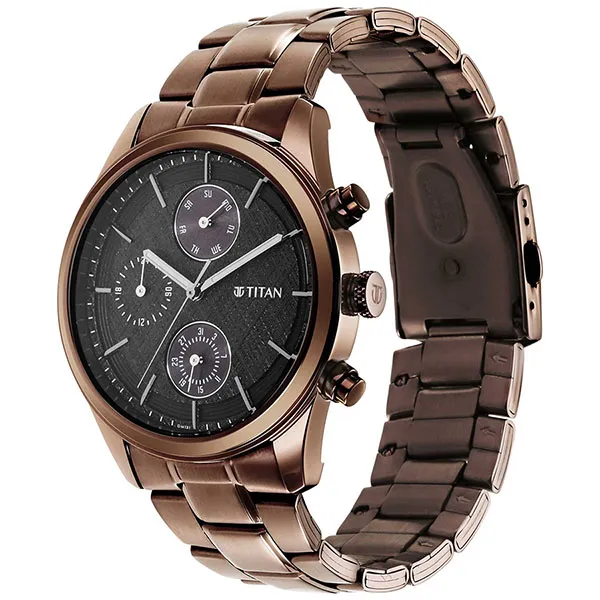 Đồng Hồ Nam Titan Neo Splash 1805QM04 Màu Nâu Đen