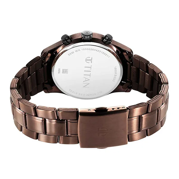 Đồng Hồ Nam Titan Neo SplashBlack Dial Multi Stainless Steel Strap 1805KM08 Màu Nâu