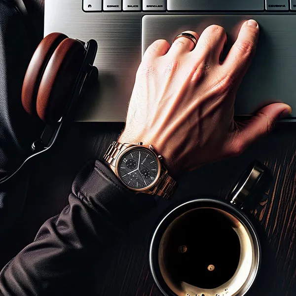 Đồng Hồ Nam Titan Neo SplashBlack Dial Multi Stainless Steel Strap 1805KM08 Màu Nâu
