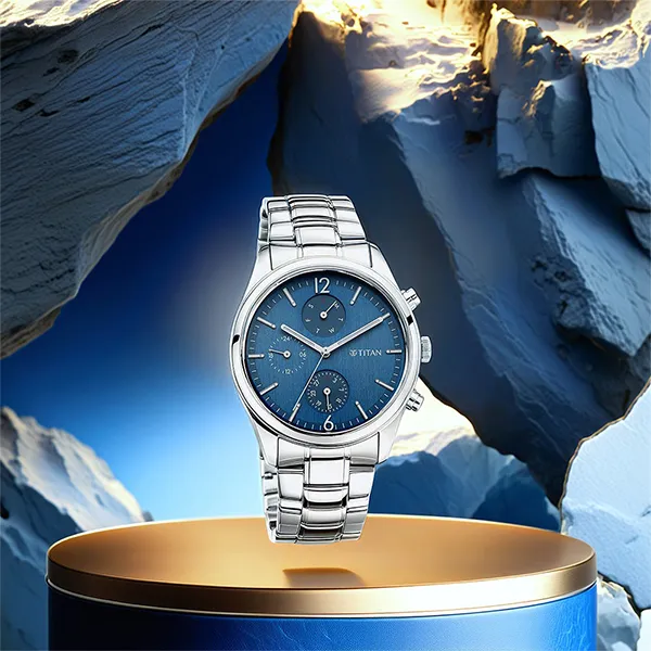 Đồng Hồ Nam Titan Neo V Metal Strap Watch 1805SM03 Màu Bạc Xanh Dương