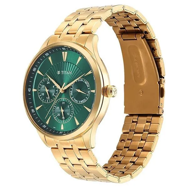 Đồng Hồ Nam Titan Opulent Green Dial Quartz 90127YM05 Màu Xanh Vàng - Đồng hồ - Vua Hàng Hiệu