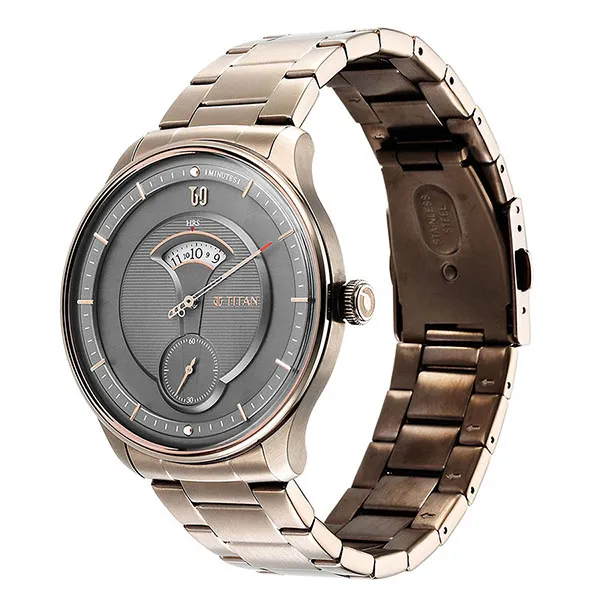 Đồng Hồ Nam Titan Quartet 1890QM01 Màu Nâu