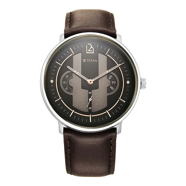 Đồng Hồ Nam Titan Quartet Quartz Watch 1882SL01 Màu Đen - Nâu