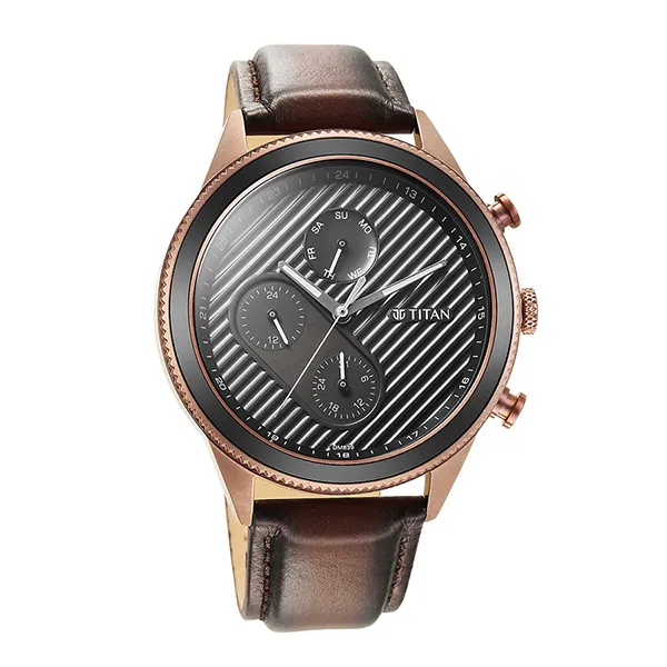 Đồng Hồ Nam Titan Quartz Analog Black Dial Leather Strap 1814KL03 Màu Đen