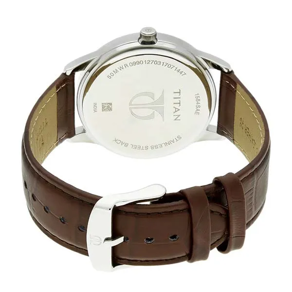 Đồng Hồ Nam Titan Quartz Analog Date Brown Dial Leather Strap 1584SL04 Màu Nâu