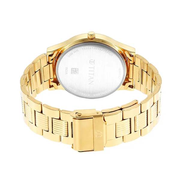 Đồng Hồ Nam Titan Quartz Analog Green Dial Stainless Steel Strap 1650YM09 Màu Vàng Bạc