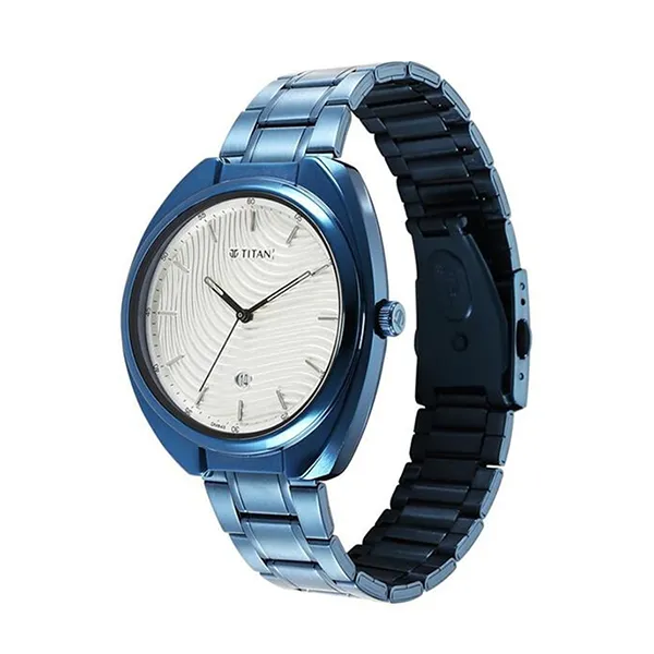 Đồng Hồ Nam Titan Quartz Analog Silver White Dial Stainless Steel Strap 1887QM02 Màu Xanh Bạc