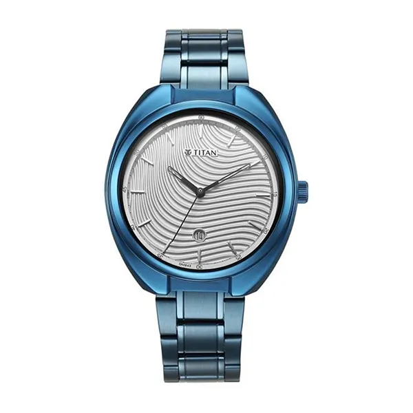 Đồng Hồ Nam Titan Quartz Analog Silver White Dial Stainless Steel Strap 1887QM02 Màu Xanh Bạc