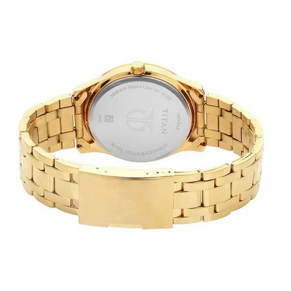 Đồng Hồ Nam Titan Quartz Analog With Date Champagne Dial Stainless 1823YM01 Màu Vàng