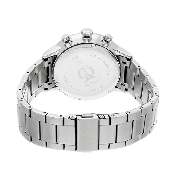 Đồng Hồ Nam Titan Quartz Multifunction Blue Dial Stainless Steel Strap 90102SM01 Màu Bạc Xanh