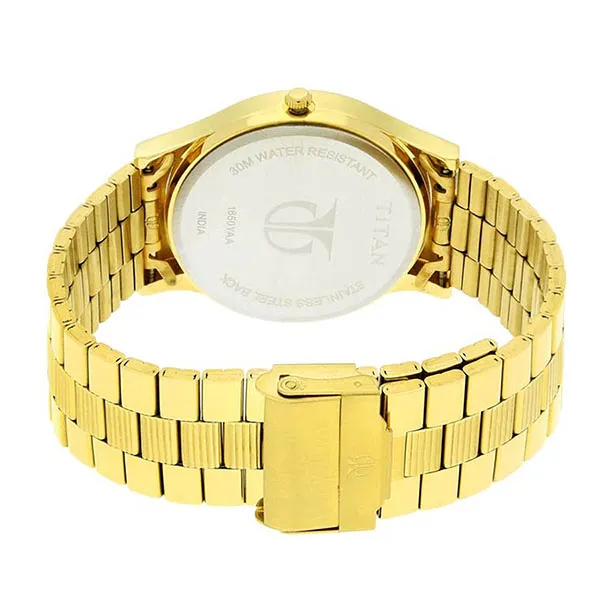 Đồng Hồ Nam Titan Quartz Stainless Steel Watch With Champagne Day And Date Dial 1650YM04 Màu Vàng Gold