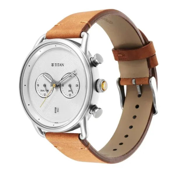 Đồng Hồ Nam Titan Retro Quartz Watch 1860SL01 Màu Bạc - Nâu