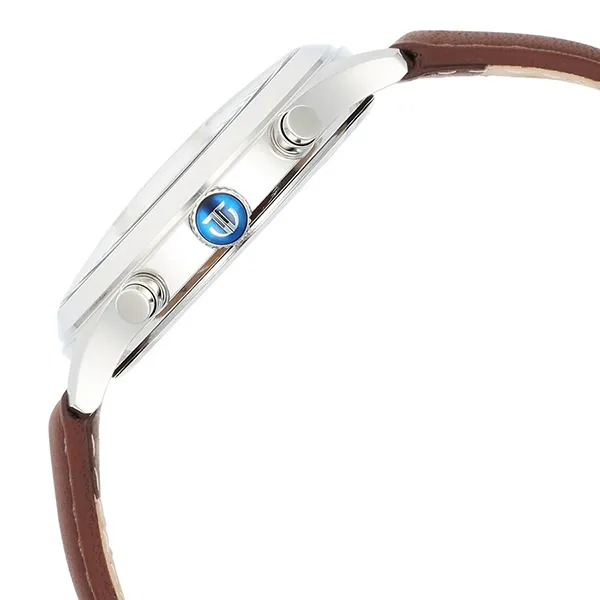 Đồng Hồ Nam Titan Sapphire Quartz Multifunction Blue Dial Leather Strap Watch 1874SL06 Màu Nâu Bạc