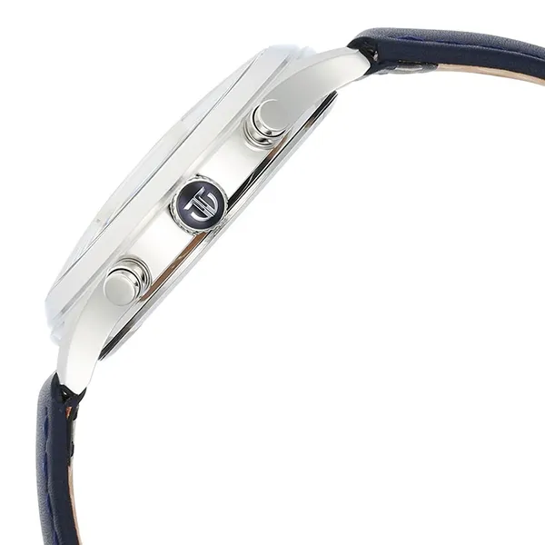 Đồng Hồ Nam Titan Sapphire Quartz Multifunction Silver Dial Leather Strap Watch 1874SL04 Màu Xanh Bạc