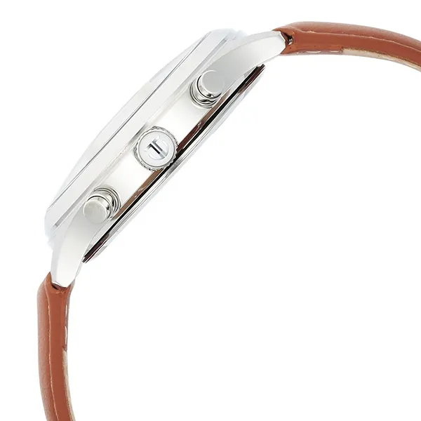 Đồng Hồ Nam Titan Sapphire Quartz Multifunction White Dial Leather Strap Watch 1874SL05 Màu Nâu Bạc - Đồng hồ - Vua Hàng Hiệu