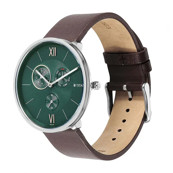 Đồng Hồ Nam Titan Slim Multi Blue Dial Quartz Watch 1877SL01 Màu Xanh - Nâu