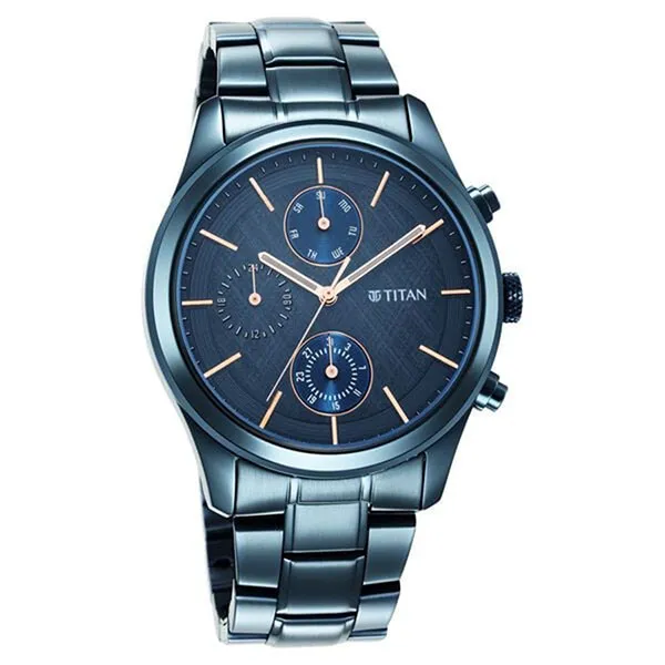 Đồng Hồ Nam Titan Splash Quartz Analog 1805QM01 Màu Xanh Blue