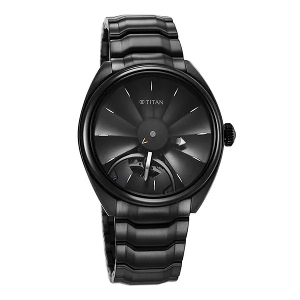 Đồng Hồ Nam Titan Stellar Automatic Black Dial Watch 10011NM01 Màu Đen