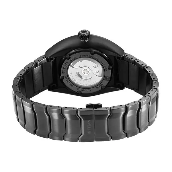 Đồng Hồ Nam Titan Stellar Automatic Black Dial Watch 10011NM01 Màu Đen