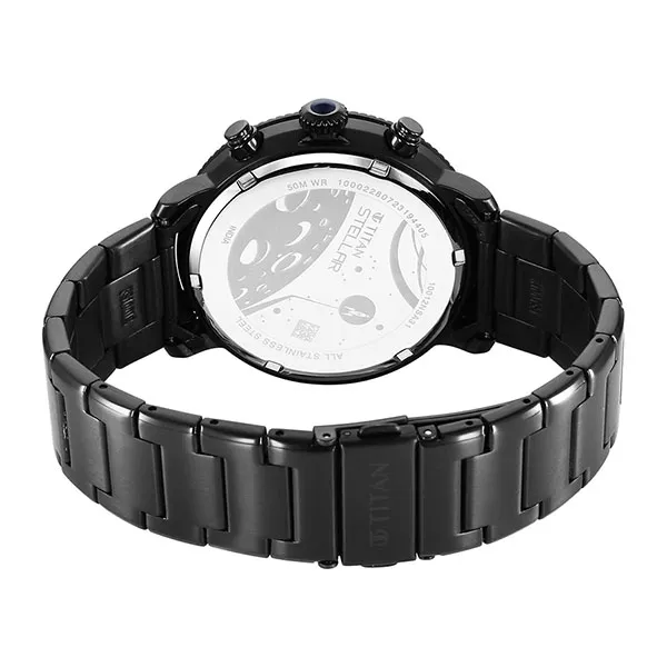 Đồng Hồ Nam Titan Stellar Watch Stainless Steel Strap 10012NM01 Màu Đen