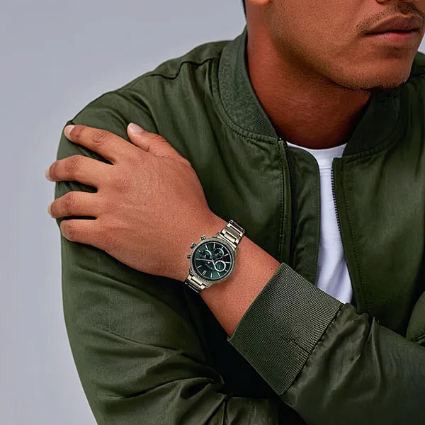 Đồng Hồ Nam Titan Stellar Watch Stainless Steel Strap 10012QM01 Màu Xám - Xanh