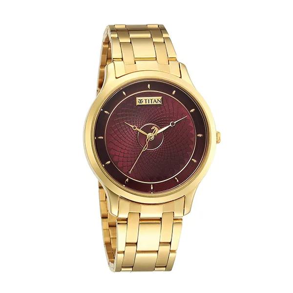 Đồng Hồ Nam Titan Tet Metal Strap Watch 1825YM09 Màu Vàng Phối Đỏ