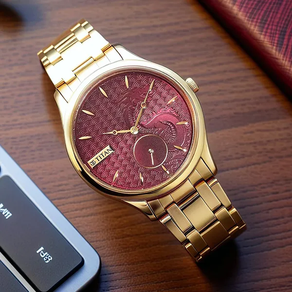 Đồng Hồ Nam Titan Tet Metal Strap Watch 1825YM10 Màu Vàng Phối Đỏ