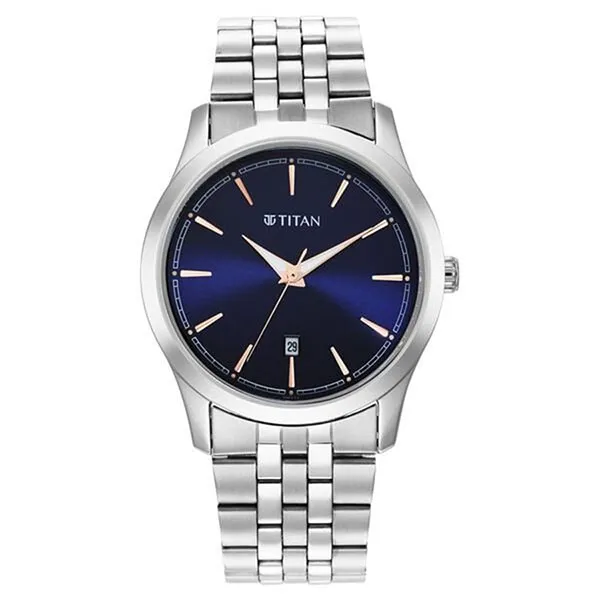 Đồng Hồ Nam Titan Trendsetters Blue Dial Analog Stainless Steel Strap Watch 1823SM02 Màu Bạc Xanh