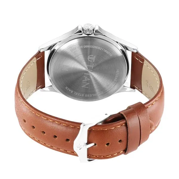 Đồng Hồ Nam Titan Trendsetters Blue Dial Leather Strap 1870SL02 Màu Nâu/Xanh