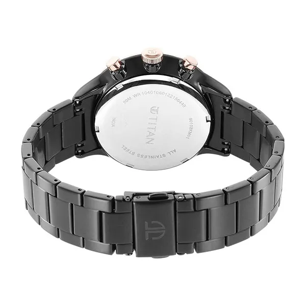 Đồng Hồ Nam Titan Urban Magic Black Dial Analog Stainless Steel Strap 90102KM01 Màu Đen - Vàng