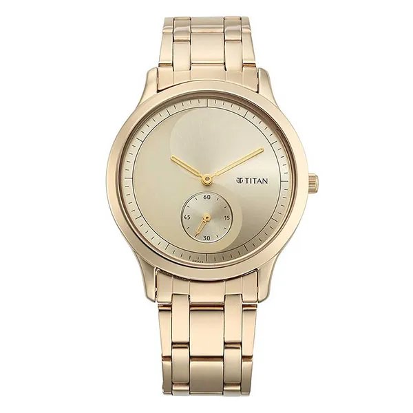 Đồng Hồ Nam Titan Yin & Yang Light Champange Dial Analog Stainless Steel Strap Watch 1825WM02 Màu Vàng Gold
