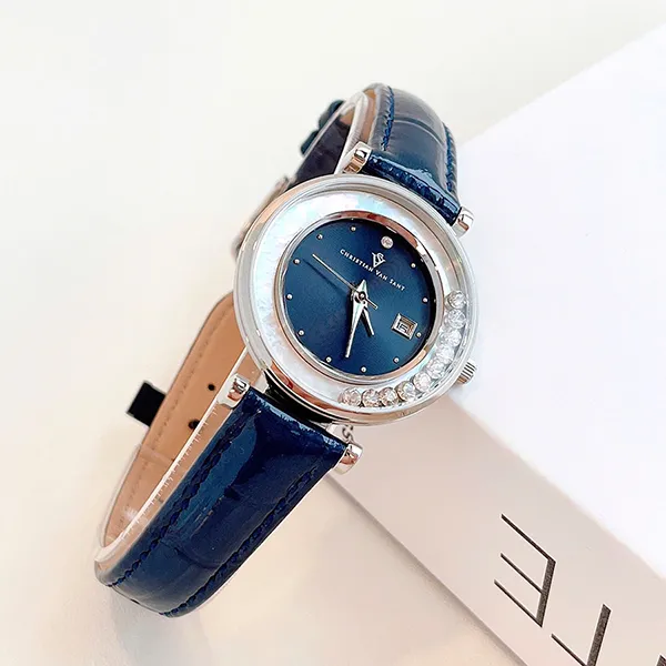 Đồng Hồ Nữ Christian Van Sant Bria Silver Dial Watch CV3812 Màu Xanh Bạc