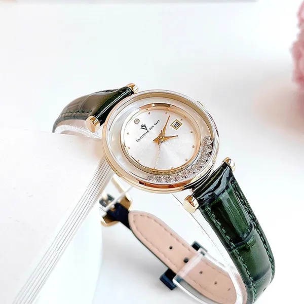 Đồng Hồ Nữ Christian Van Sant Bria Silver Dial Watch CV3814 Màu Xanh Lá