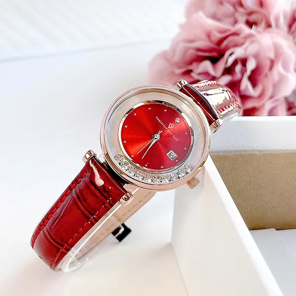 Đồng Hồ Nữ Christian Van Sant Bria Silver Dial Watch CV3816 Màu Đỏ