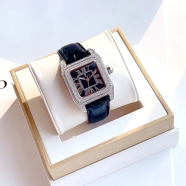 Đồng Hồ Nữ Christian Van Sant Radieuse Quartz Black Dial Leather CV4420 Màu Xanh Đậm