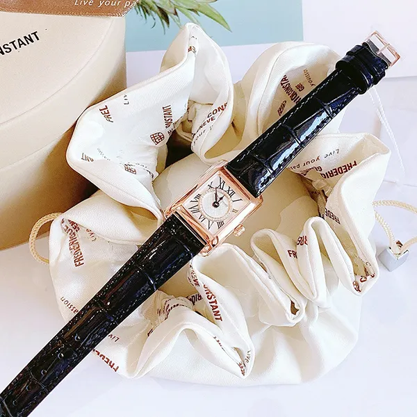 Đồng Hồ Nữ Frederique Constant Classics Carree Ladies FC-200MCDC14 Màu Đen Trắng