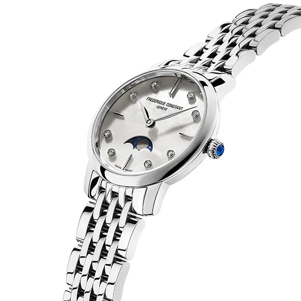 Đồng Hồ Nữ Frederique Constant Classics Slimline Moonphase Watch FC-206MPWD1S6B Màu Bạc