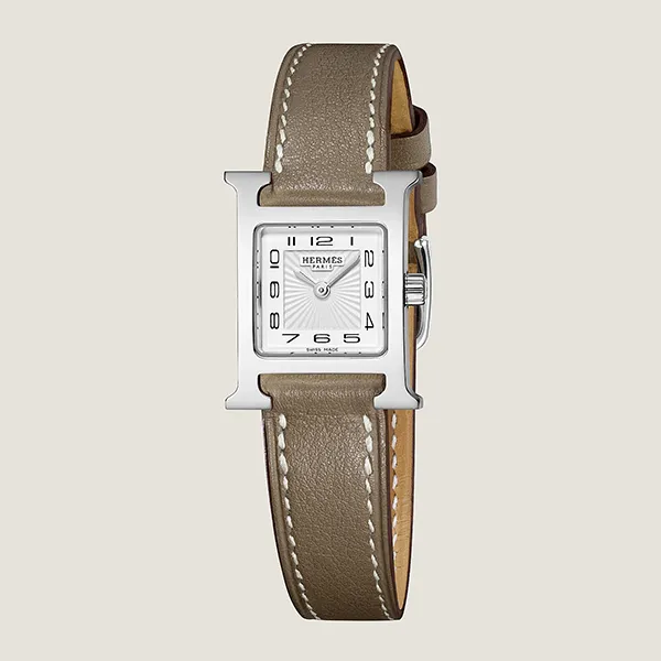 Đồng Hồ Nữ Hermès Heure H Watch Mini Model Màu Nâu Cát