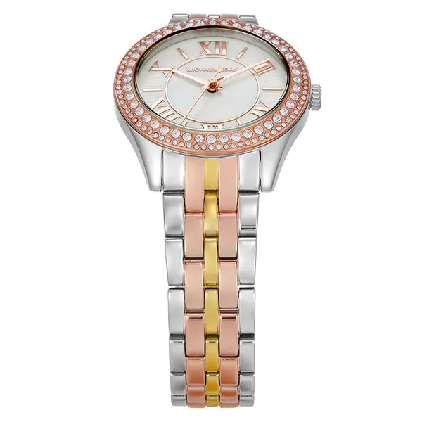 Đồng Hồ Nữ Michael Kors Harlowe Three-Hand Tri-Tone Stainless Steel Watch MK4846 Màu Vàng Phối Bạc - Đồng hồ - Vua Hàng Hiệu