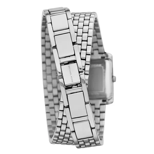 Đồng Hồ Nữ Michael Kors Petite Emery Pavé Silver-Tone Double Wrap Watch MK4834 Màu Bạc