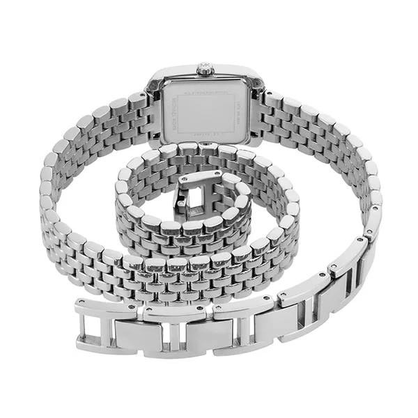 Đồng Hồ Nữ Michael Kors Petite Emery Pavé Silver-Tone Double Wrap Watch MK4834 Màu Bạc