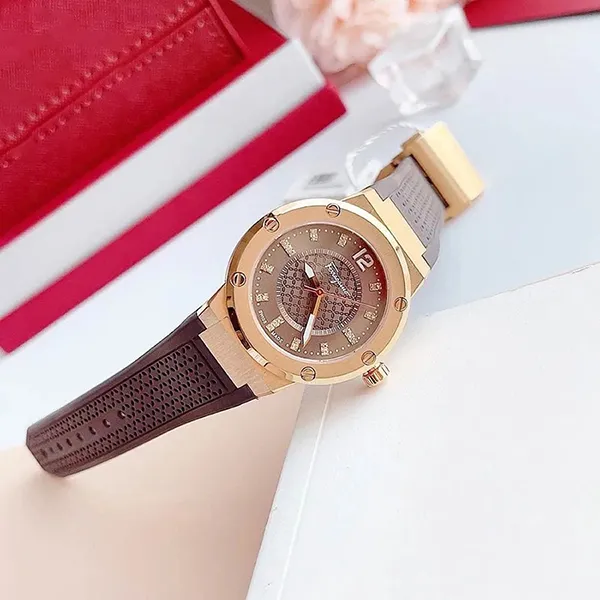 Đồng Hồ Nữ Salvatore Ferragamo F-80 Diamond Watch 33mm Màu Nâu/ Vàng Hồng