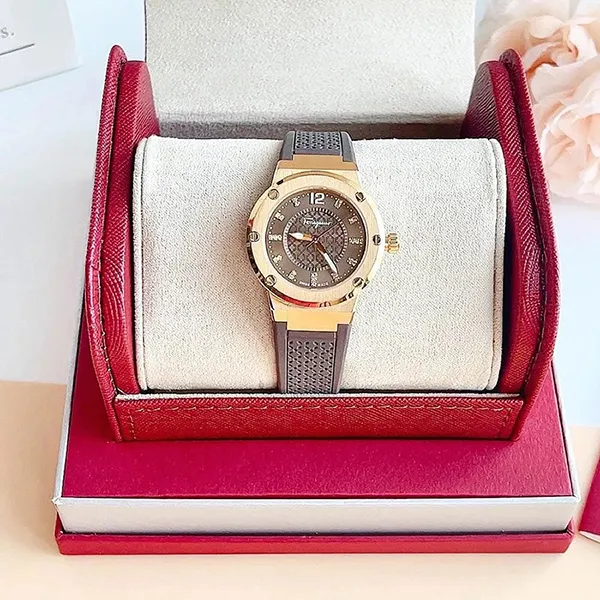 Đồng Hồ Nữ Salvatore Ferragamo F-80 Diamond Watch 33mm Màu Nâu/ Vàng Hồng