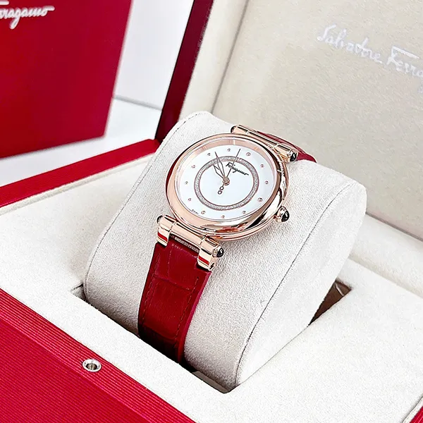 Đồng Hồ Nữ Salvatore Ferragamo Idillio Womens Rosegold 36mm Strap Fashion Watch Màu Đỏ - Đồng hồ - Vua Hàng Hiệu