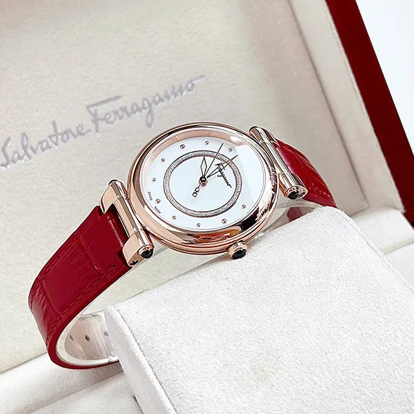 Đồng Hồ Nữ Salvatore Ferragamo Idillio Womens Rosegold 36mm Strap Fashion Watch Màu Đỏ - Đồng hồ - Vua Hàng Hiệu
