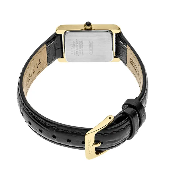 Đồng Hồ Nữ Seiko Quartz White Dial Black Leather Ladies Watch SWR054 Màu Đen Trắng