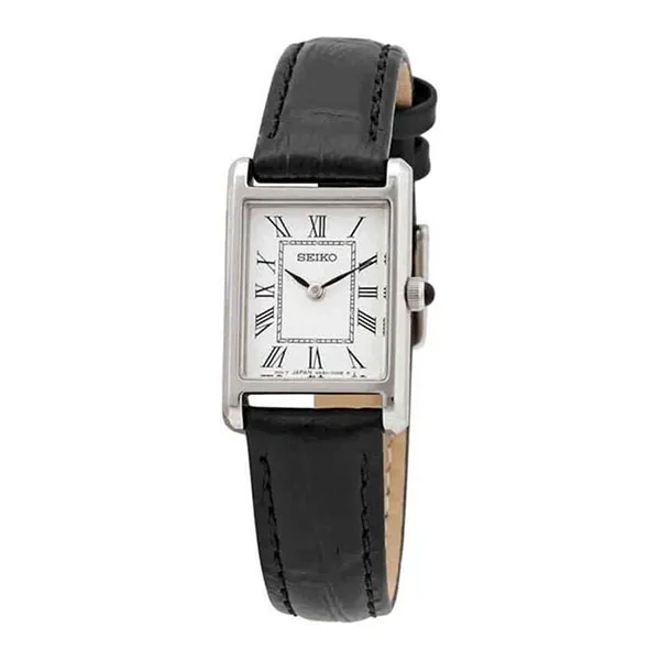 Đồng Hồ Nữ Seiko Quartz White Dial Black Leather Watch SWR053 Màu Đen Trắng - Đồng hồ - Vua Hàng Hiệu