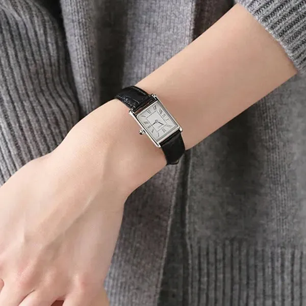 Đồng Hồ Nữ Seiko Quartz White Dial Black Leather Watch SWR053 Màu Đen Trắng - Đồng hồ - Vua Hàng Hiệu