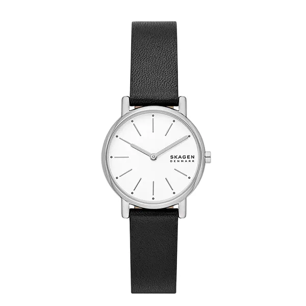 Đồng Hồ Nữ Skagen Signatur Lille Two-Hand Black Leather Watch SKW3120 Màu Đen
