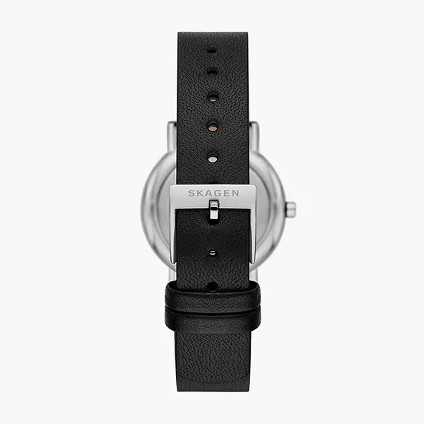 Đồng Hồ Nữ Skagen Signatur Lille Two-Hand Black Leather Watch SKW3120 Màu Đen